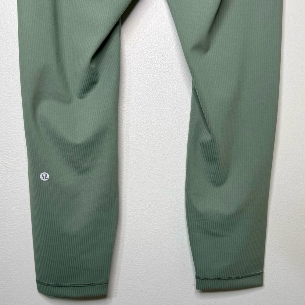 Lululemon Wunder Train Ribbed High Rise Tight Leggings Grey Eucalyptus 12 14 NWT - Picture 10 of 12